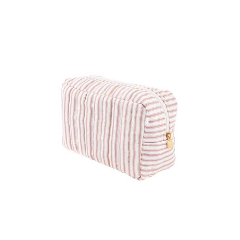 Pouch Square Ticking Stripe Dusty Pink