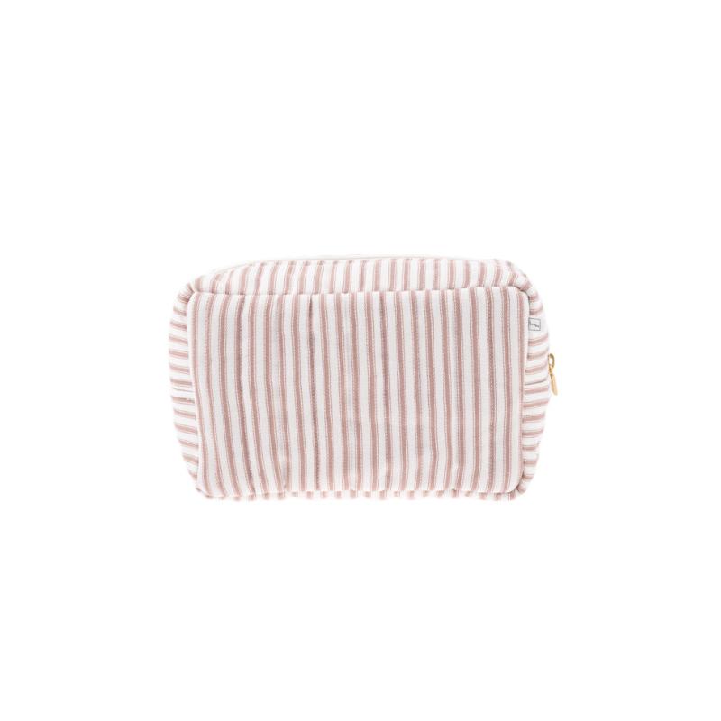 Pouch Square Ticking Stripe Dusty Pink