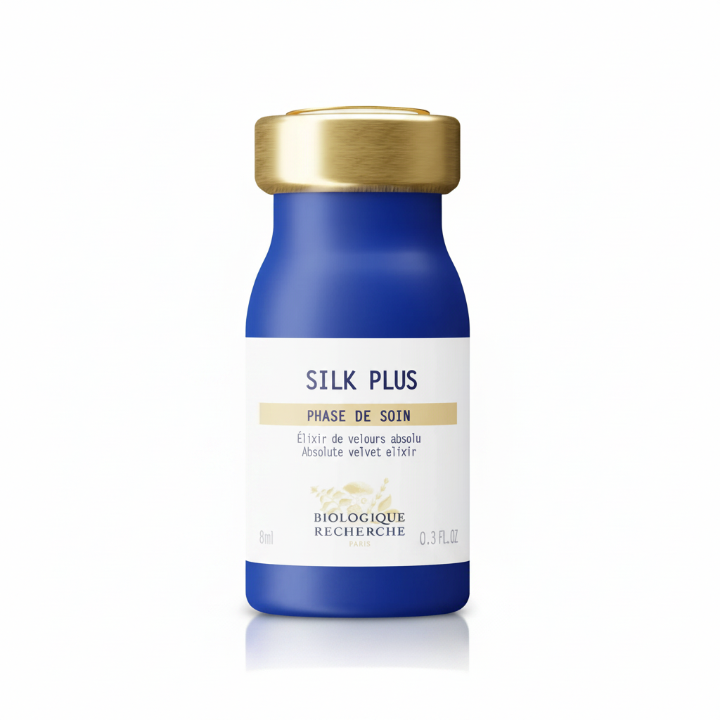Silk Plus 8 ml serum bottle on a white background